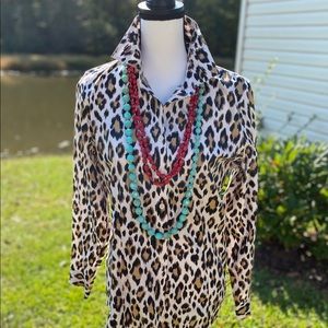 Chico’s No Iron Leopard Print Shirt